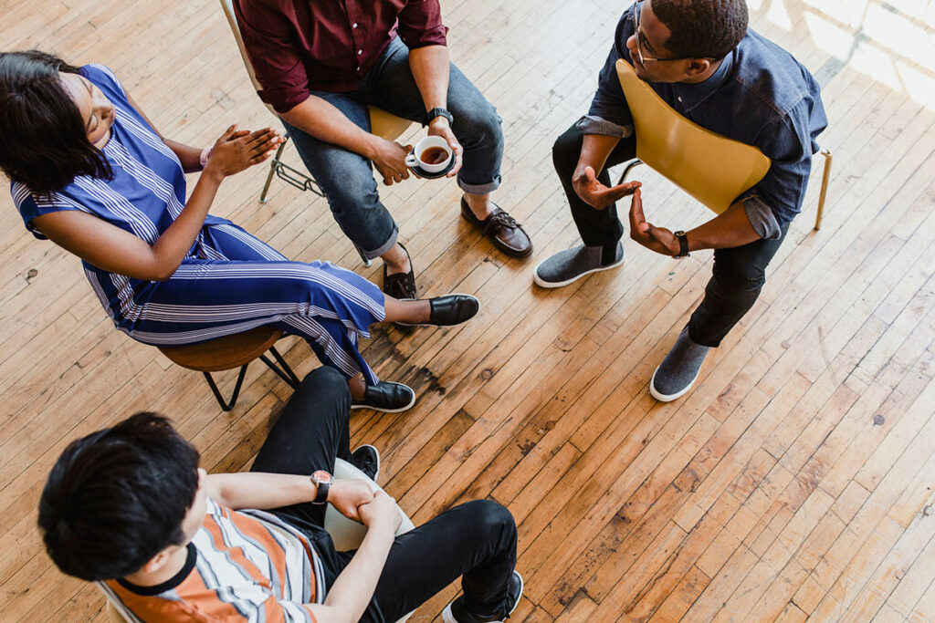 Diverse people in a support group