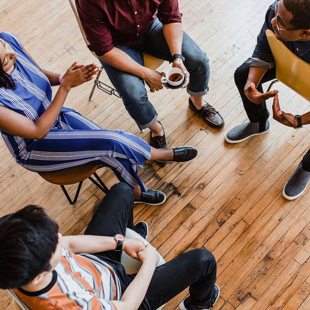 Diverse people in a support group