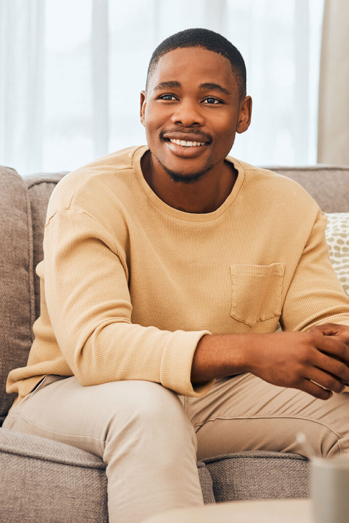 Smiling man in therapy session