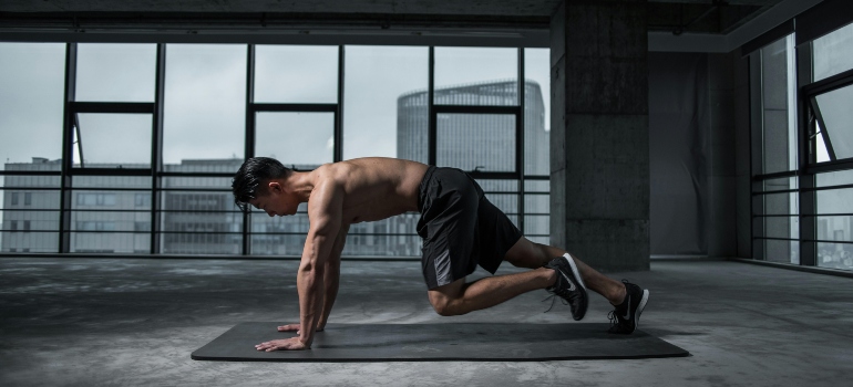 A man doing a plank