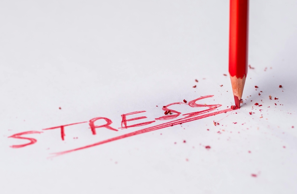 Stress written with red pencil