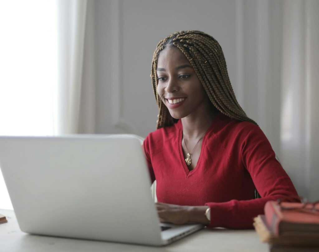 a woman during a virtual IOP session