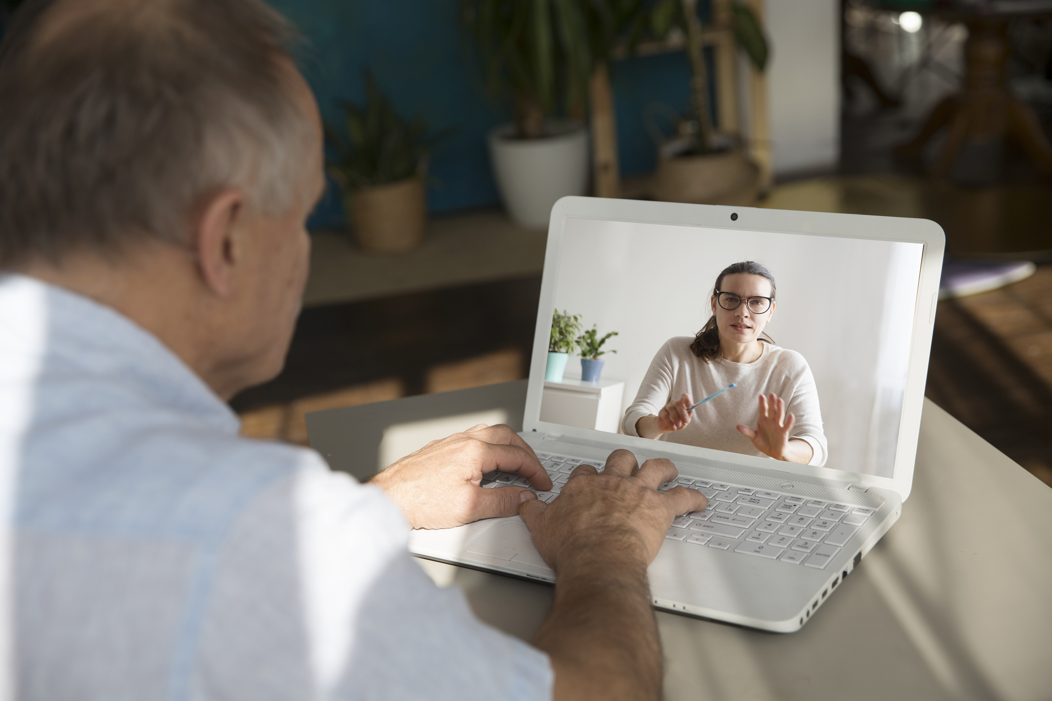 Man attends online iop program