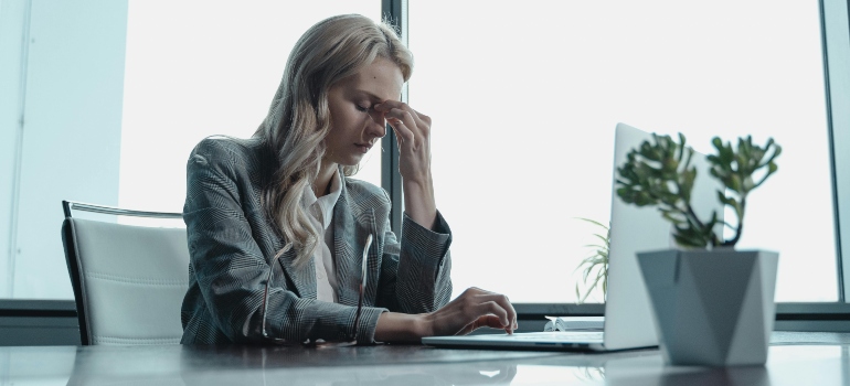 Woman stressed at work